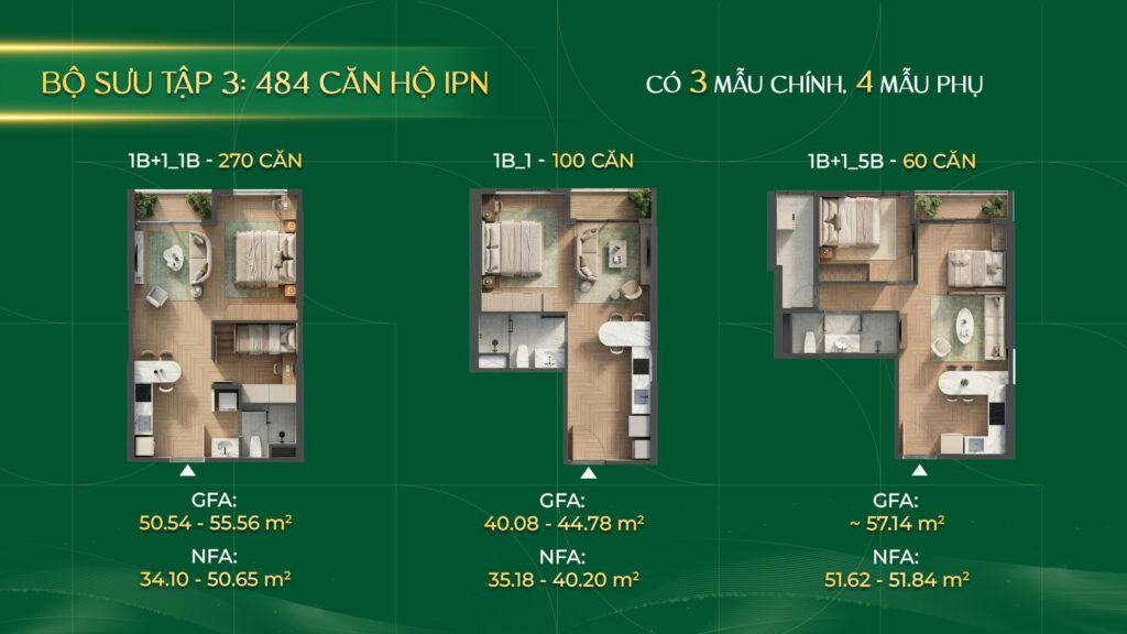 mặt bằng 1PN Green Skyline